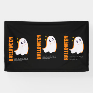 Lona Estandarte de fantasma de Halloween lindo - Negro 
