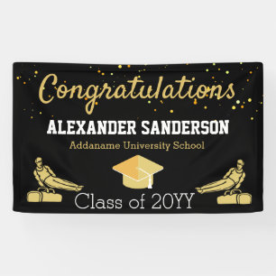 Lona Estandarte de felicitación de oro para graduación 