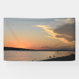 Lona Estandarte de fiesta con diseño de puesta de sol (
