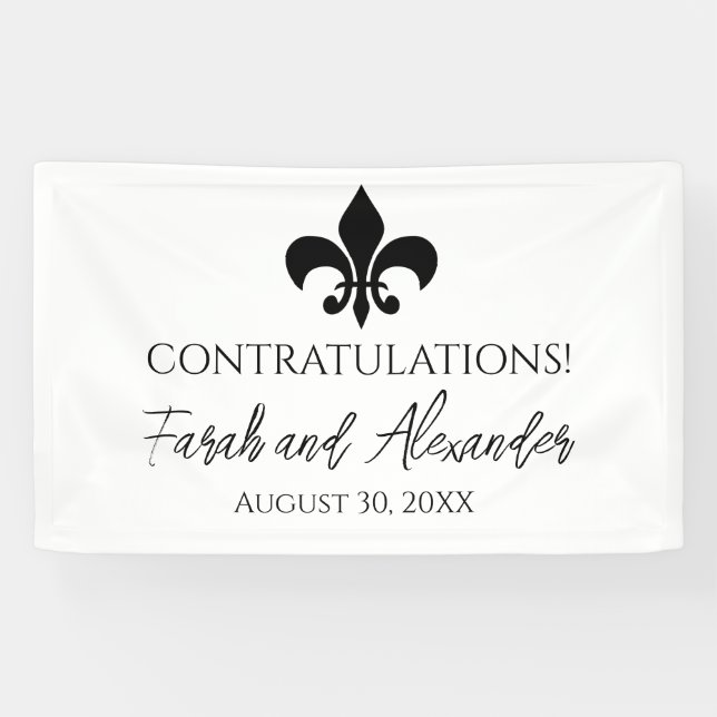 Lona Estandarte de fiesta de boda Fleur de Lis personal (Horizontal)