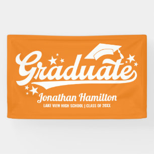 Lona Estandarte de fiesta de graduación naranja de grad