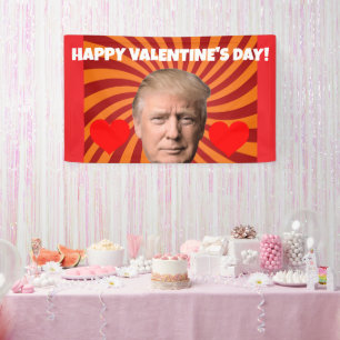 Lona Estandarte de fiesta de San Valentín de Donald Tru
