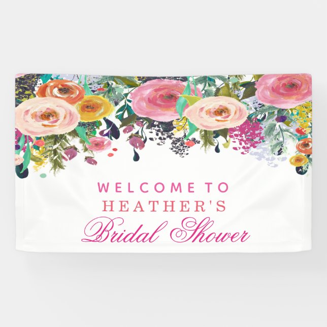Lona Estandarte de fiesta floral (Horizontal)