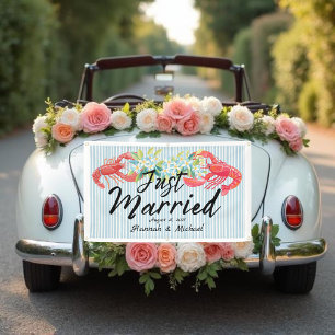 Lona Estandarte de flores para coche recién casados con