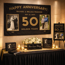 Lona Estandarte de Foto de Aniversario de Bodas número 