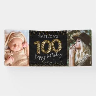 Lona Estandarte de foto de cumpleaños número 100 feliz