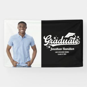 Lona Estandarte de foto de fiesta de graduación negra d