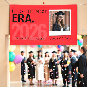 Lona Estandarte de Foto de Graduación Rojo Personalizad