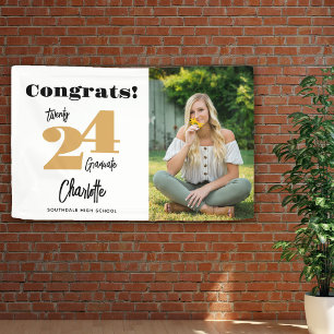 Lona Estandarte de foto de graduado Congrats Gold 2026 