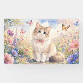Lona Estandarte de gatito del jardín de hadas