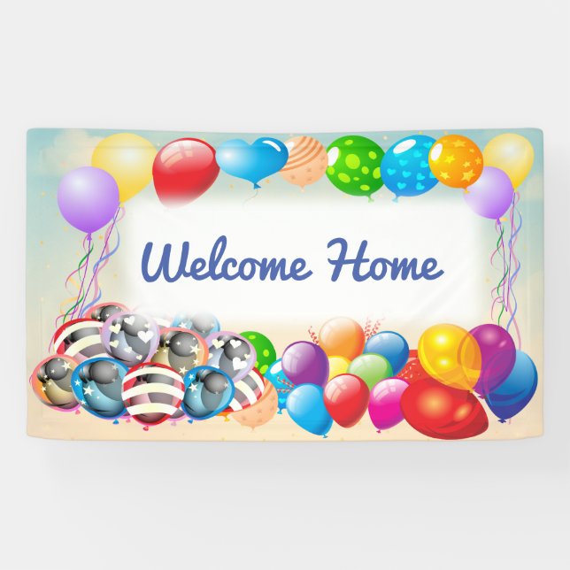 Lona Estandarte de globos de bienvenida festiva (Horizontal)