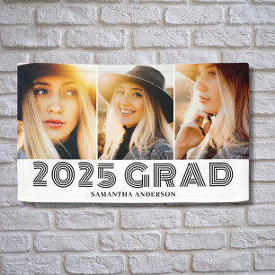 Lona Estandarte de graduación Collage de fotos retro 20