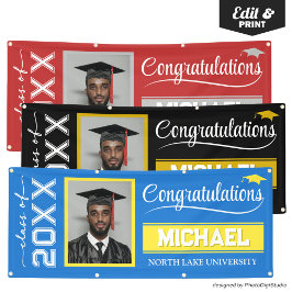 Lona Estandarte de graduación con foto personalizada co