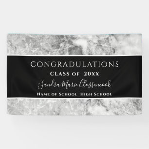 Lona Estandarte de graduación de cristal negro y blanco