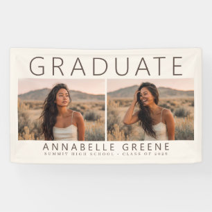 Lona Estandarte de Graduación de Foto Boho Moderno Grad