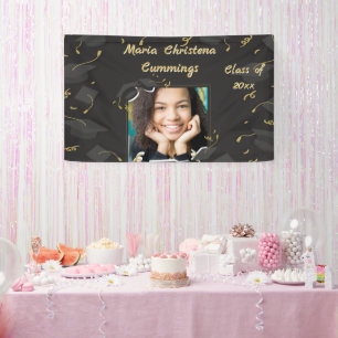 Lona Estandarte de graduación de gorra y confeti