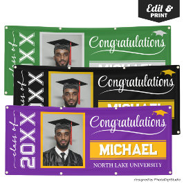 Lona Estandarte de graduación personalizado con nombre