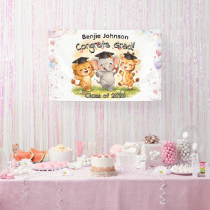 Lona Estandarte de Graduación Safari Lindo para Niños c