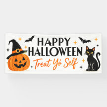 Estandarte de Halloween para fiesta 'Trátate Bien'