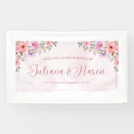 Lona Estandarte de Invitación de Boda Floral Romántico