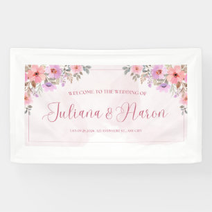 Lona Estandarte de Invitación de Boda Floral Romántico 