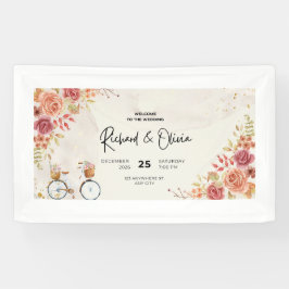 Lona Estandarte de Invitación de Boda Floral Romántico
