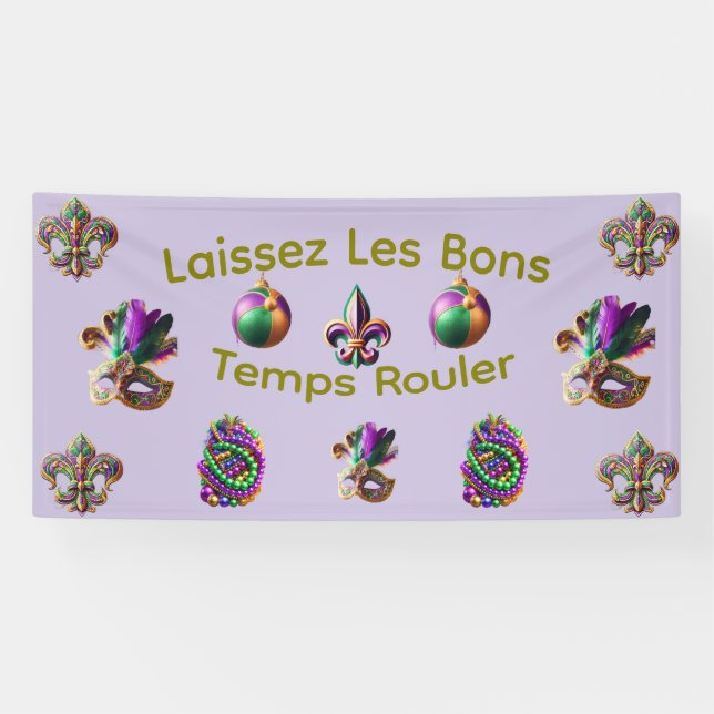Lona Estandarte de Mardi Gras (Horizontal)