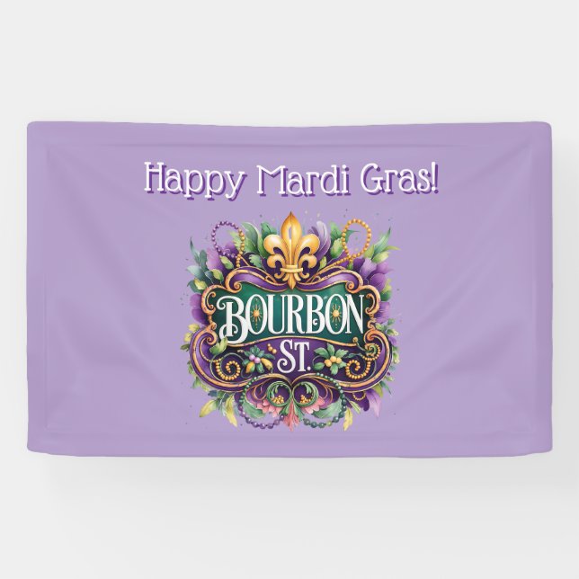 Lona Estandarte de Mardi Gras (Horizontal)