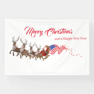 Lona Estandarte de Navidad de Santa Reno Bandera de EE.