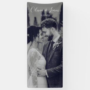 Lona Estandarte de tela de lino para boda con foto de b