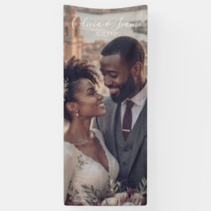 Lona Estandarte de tela de lino para boda con foto de b