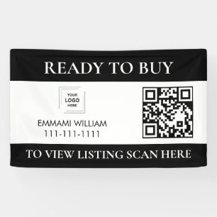 Lona Estandarte de venta de código QR de bienes raíces