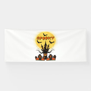 Lona Estandarte de vinilo de 4x10 Luna de Halloween esp