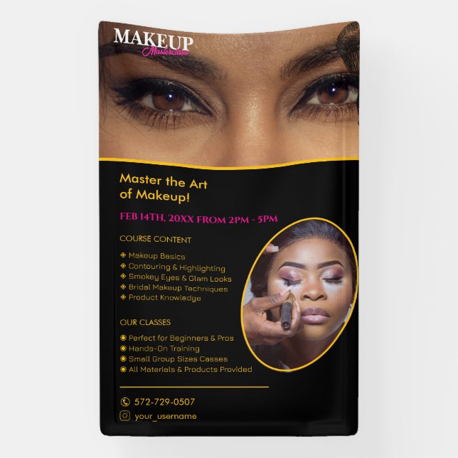 Lona Estandarte editable de clase de maquillaje (Vertical)