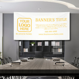 Lona Estandarte empresarial con logotipo moderno blanco