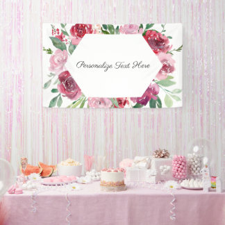 Lona Estandarte Floral Rosa Personalizado