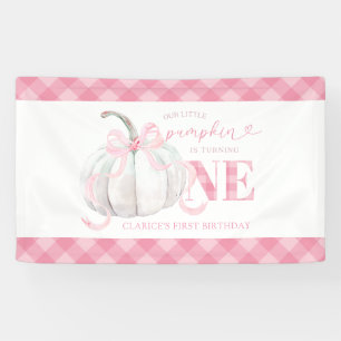 Lona Estandarte grande de cumpleaños de calabaza rosa e