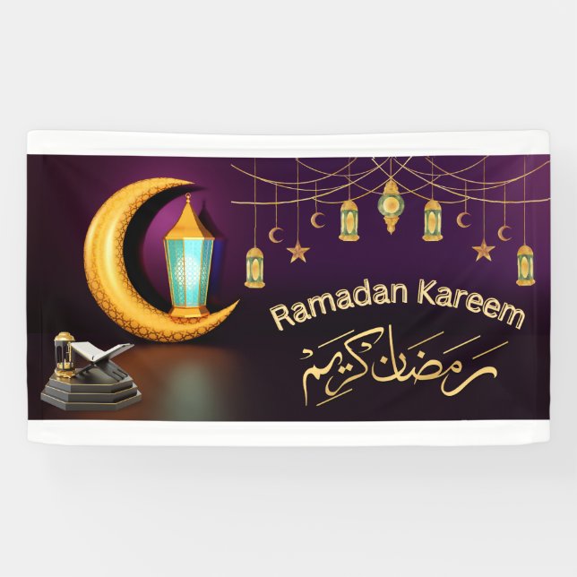 Lona Estandarte Islámico de Ramadan Kareem de vinilo (Horizontal)