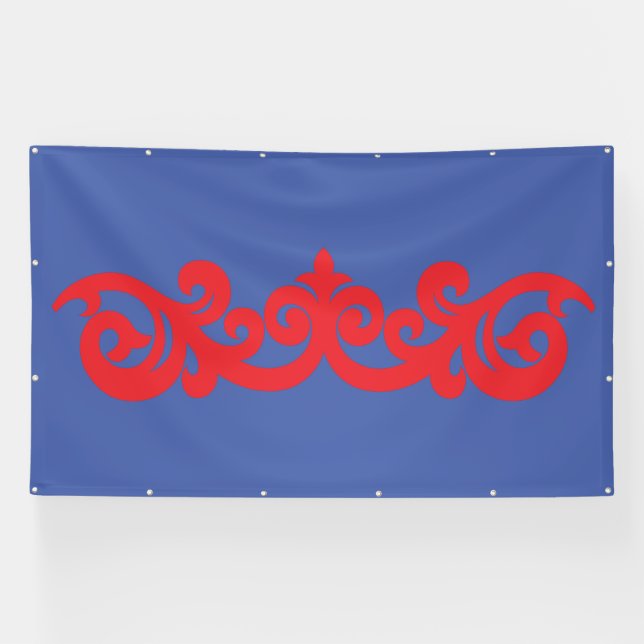 Lona Estandarte | Ornamental Rojo Azul | Exhibición al  (Horizontal)