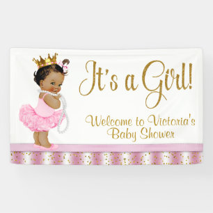 Lona Estandarte para Baby Shower de Princesa Afroameric