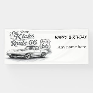 Lona Estandarte personalizable de la Ruta 66 Vintage