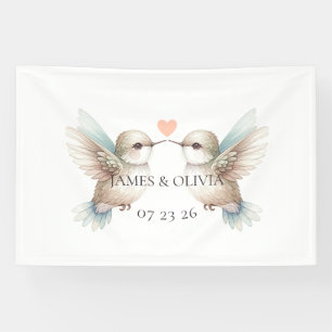 Lona Estandarte personalizado de boda Romance de colibr