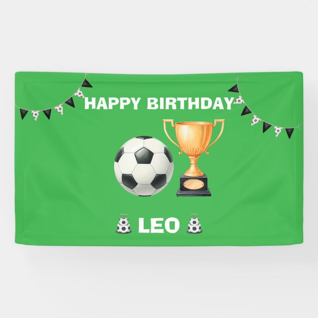 Lona Estandarte Personalizado de Cumpleaños de Fútbol (Horizontal)