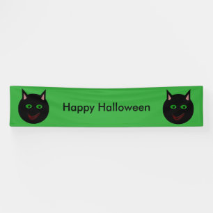 Lona Estandarte Personalizado de Gato Negro de Hallowee