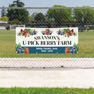 Lona Estandarte personalizado de granja de bayas U-Pick