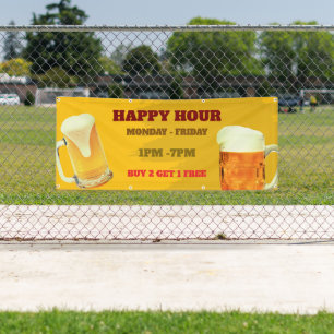Lona Estandarte personalizado de Happy Hour para bar