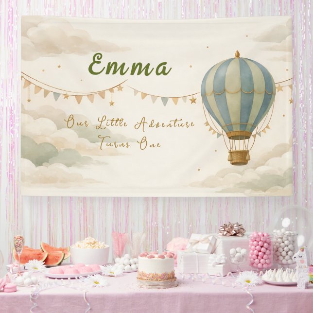 Lona Estandarte Personalizado de Primer Cumpleaños de G (Fiesta)