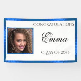 Lona Estandarte personalizado de satén azul de graduaci