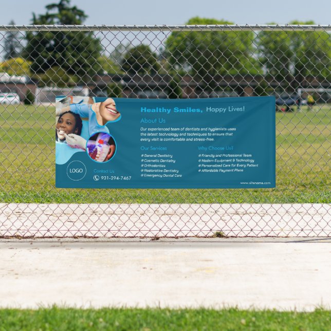 Lona Estandarte personalizado de servicios dentales (In situ)