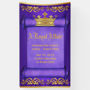 Lona Estandarte Real Corona Dorada Púrpura